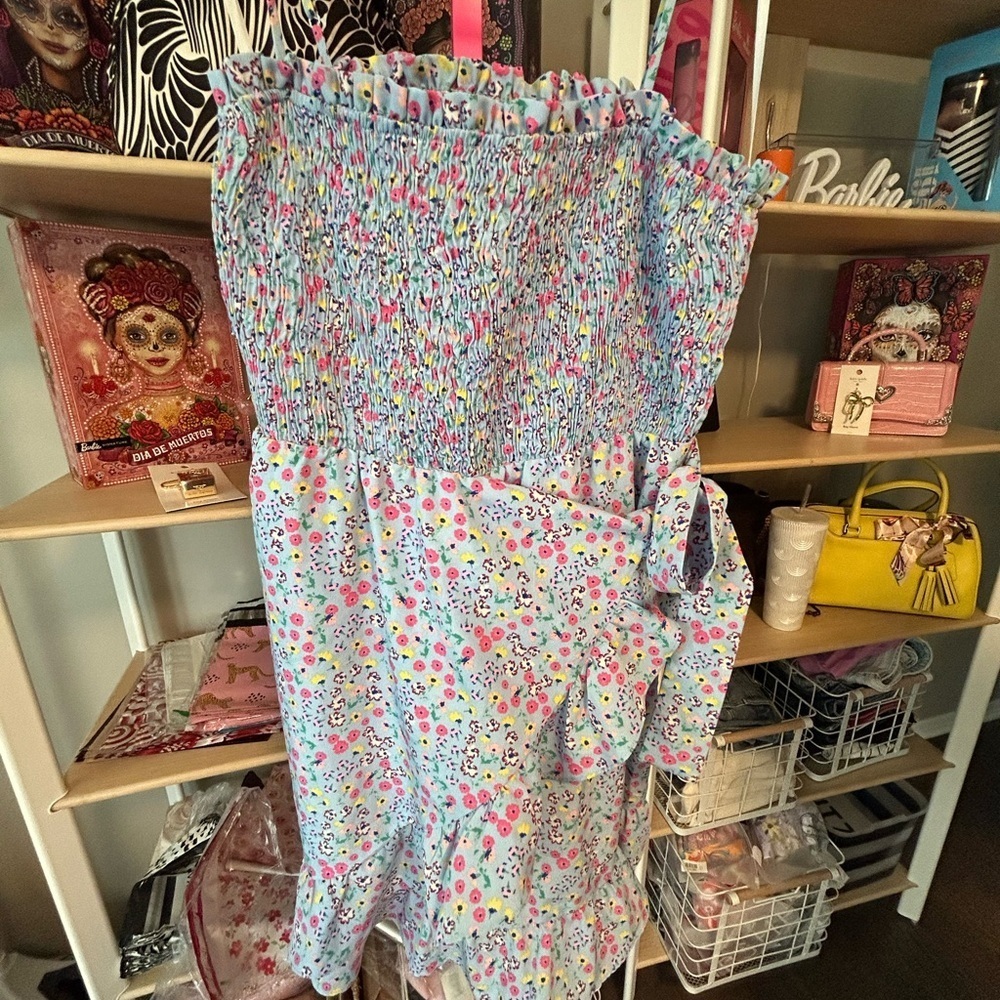 Vero Moda EUC size XL waist wrap Floral Blue Dress - Picture 4 of 7